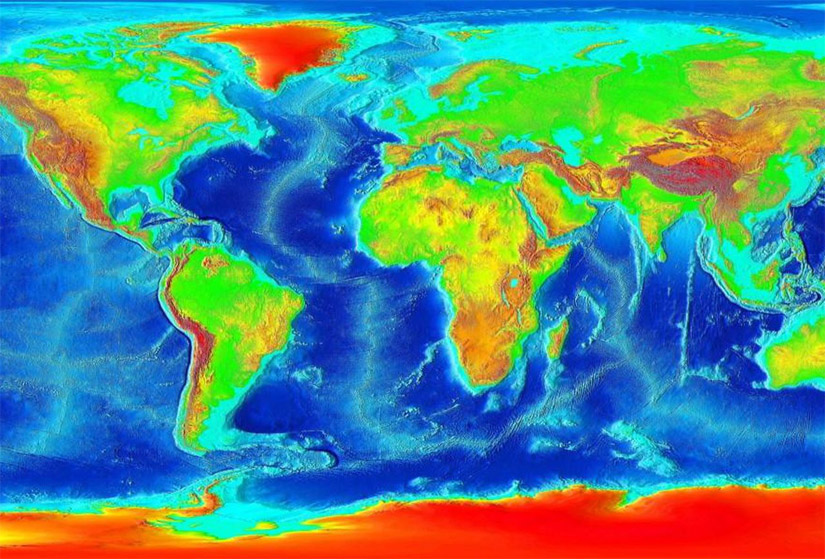 Mapa Batimétrico Mundial: as zonas de águas mais e menos profundas